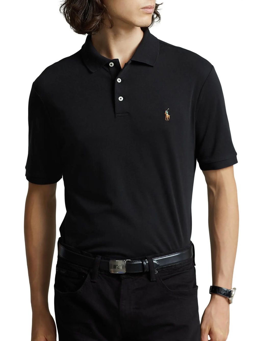 Polo by Ralph Lauren Black Short-Sleeve Polo with Embroidered Pony - Picture 2 of 6